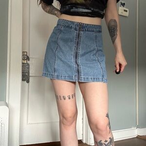 Altered state o ring denim skirt